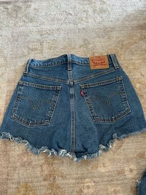 Levi's 501 Dark Blue High-Waist Cutoff Denim Shorts